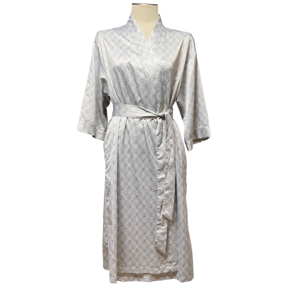 Cabernet by Sleep Sense Satin Wrap Robe Silver Gray White Medium